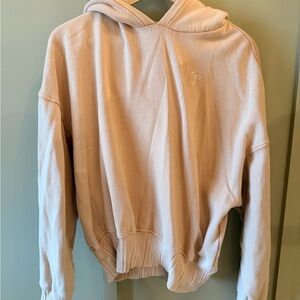 American Eagle Hoodie with Bow Logo Size Large Light Pink Cropped Sweatshirt